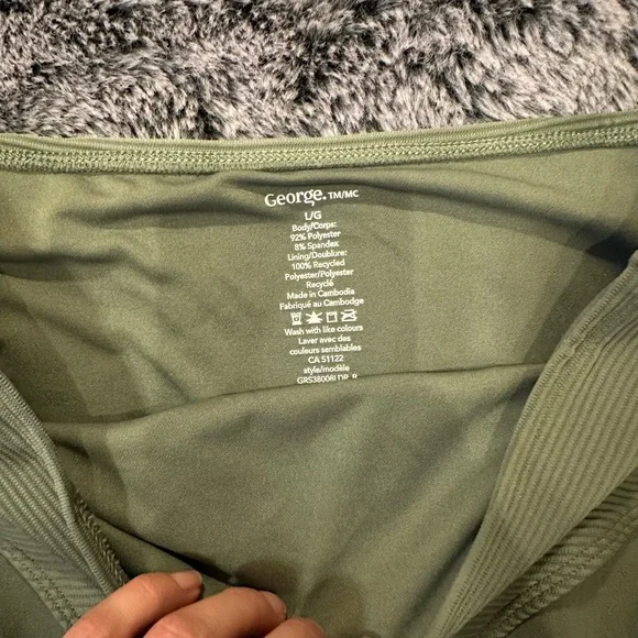 George Olive Green Ribbed High-Waist Bikini Bottom - Picture 2 of 3